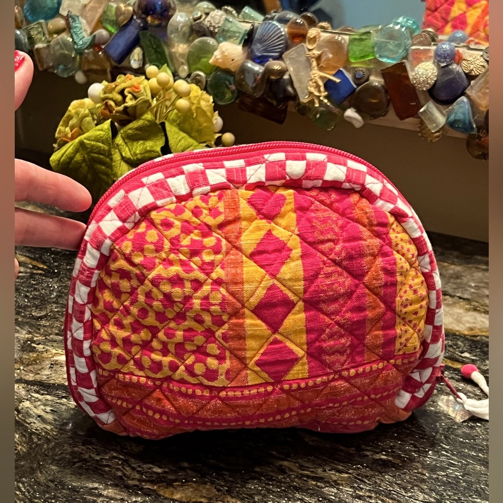 MacKenzie-Childs 🧡💓 CAPRI HALF MOON 🧡💓Fabric Cosmetic Case Bag Zippered